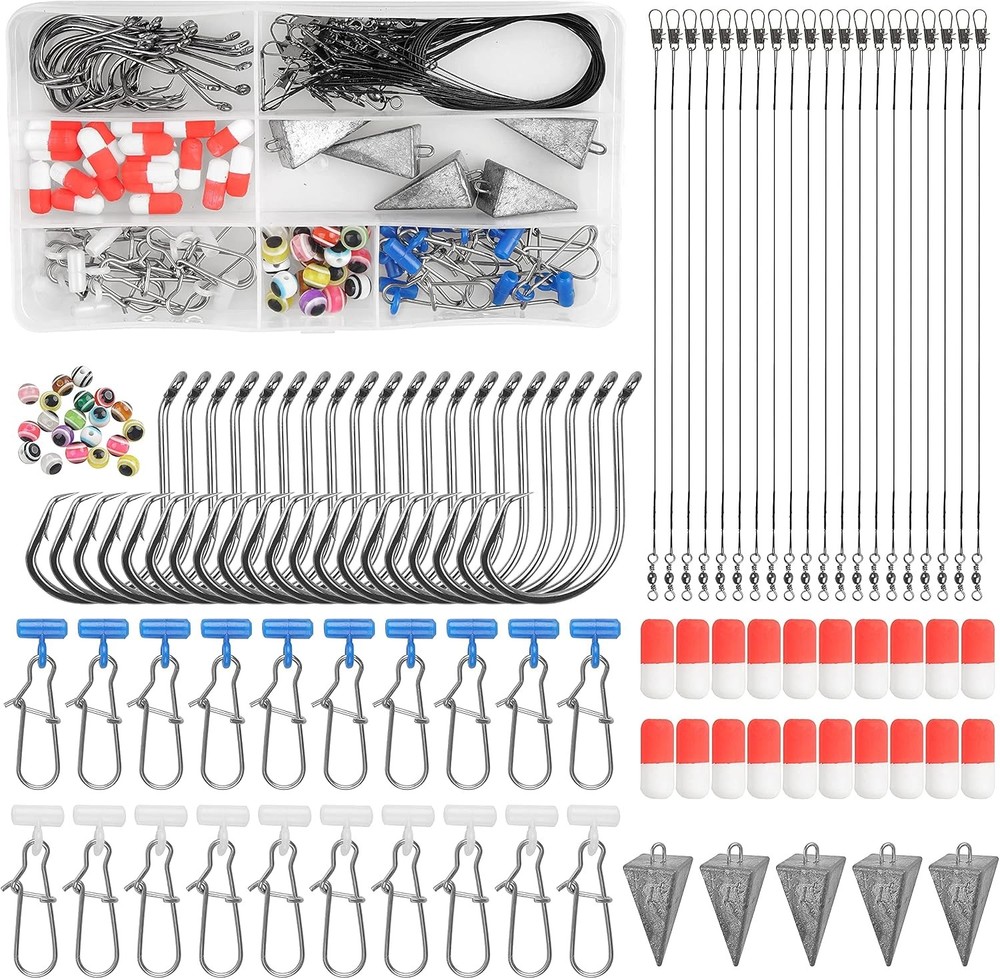 105PCS Surf Fishing Tackle Kit Fish Finder Rigs Saltwater Surf Fishing Rigs Live