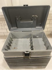 2 – Vintage PLANO 1233 Fishing Tackle Box 3 Removeable Storage Boxes