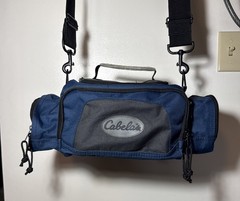 Cabellas Fishing Catch All Canvas Duffle Gear Bag Navy 16”x8”x 5” Great Cond