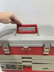 Vintage Plano 833 Molded Plastic USA Made 3 Drawer Fishing Cabinet Tackle Box.