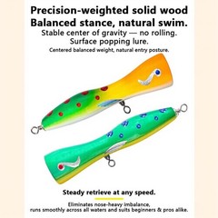 Floating Wooden Popper Lure 20cm 85g UV Groove Rattle Chamber for GT Grouper
