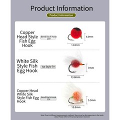 Egg Fly Lure 12 Pack High Carbon Steel for Trout Salmon Bass Freshwater Fishing