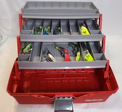 Flambeau Outdoors 3-Tray Classic Tray Tackle Box Red/Gray WITH 9 Lures