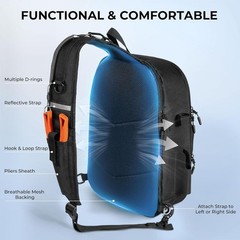 Karryall Fishing Sling Backpack with MOLLE, Rod Holder & Water-Resistant Storage