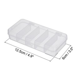 4pcs Fishing Tackle Box, 5-Grid Fish Bait Hooks Accessory Storage Case, Clear