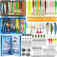 PLUSINNO 137pc Fishing Tackle Box Kit Bass Trout Lures Hooks Sinkers