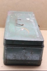 VINTAGE GREEN METAL FISHING TACKAL BOX TOOL BOX LURES STORAGE CHEST