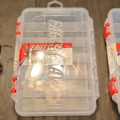 Eagle Claw Bass Tackle Kit Clear Plastic Tackle Box Removable Dividers TK-BASS1
