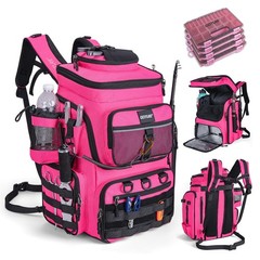 55L Fishing Backpack Tackle Bag 4 Boxes Cooler Rod Holders WaterResistant 900D