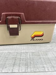 Vtg Original Plano 4200 Fishing Tackle Box Brown/Tan