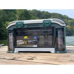 Plano Outdoor Sports Angled Fishing Tackle Box Storage System, Green / Tan