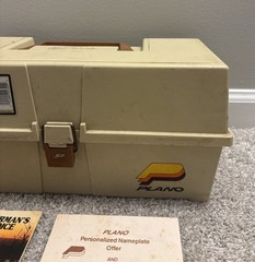 Vintage Plano 2300 3 Tiered Tackle Box Rugged Plastic Green Tan With Tackle