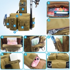 Fishing Tackle Storage Bag, Sling Waist Backpack with Adjustable Widen Should…