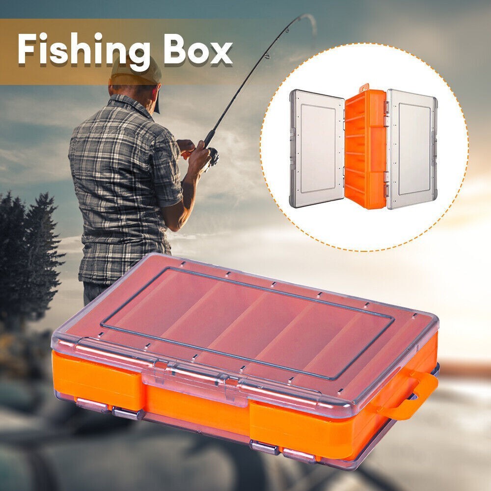 Fishing Tackle Box Lure Waterproof Compartments 2 Layer Storage Hard Case Hook
