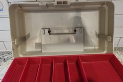 PLANO 3200 Tackle Box 2 Tier Fold Out Tray Red/Gray Made in USA Fishing