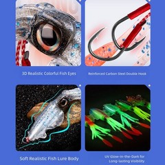 Fishing Lures Soft Squid Trap UV Luminous Jig 15cm 556g for Sea Bass Mackerel
