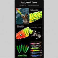Luminous Noctilucent Squid Bait 80mm 5g Wooden Shrimp Jig Hook Rubber Metal Mix