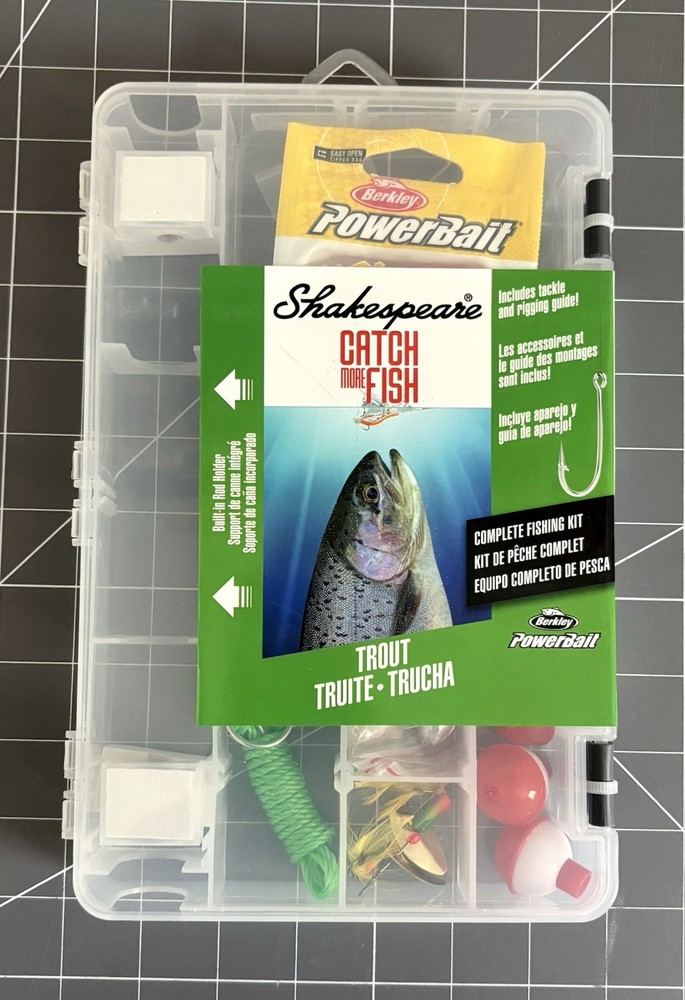Shakespeare Catch More Fish™ Trout Fishing Kit Durable Box with Latch Easy Carry