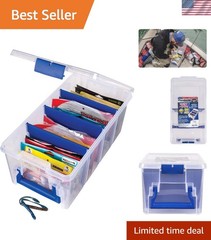 Clear Fishing Organizer 15″L – Soft Bait Storage with Rust Defense Dividers