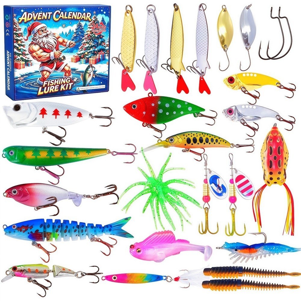 Advent Calendar Fishing Kit 24pcs Hard Bait Lures for Freshwater Saltwater