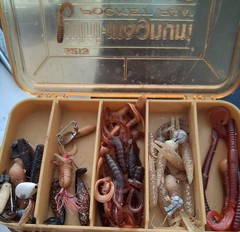 Mini Magnum With Plenty of Small Panfish Lures Case is 6.5x 3.5 x 1.5 inches