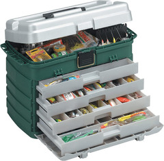 4-Drawer Tackle Box Green Metallic/Silver ,One Size