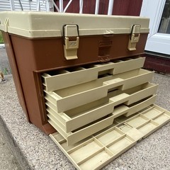 Vintage 1990’s Plano 757 Tackle Box With Top Storage And 4 Drawers Made In USA
