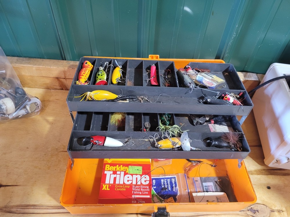 Vintage Shakespeare Tackle Box with Lures, Tackle & Berkley Line – Loaded