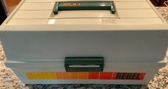 Rebel 600 Hard Plastic 3 Tray Fishing Tackle Box Vintage Rare Beige Orange Trays