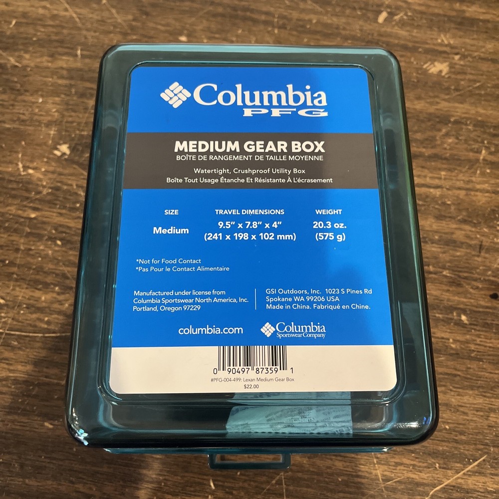 Columbia Medium Gear Stash Box Fishing Watertight Crushproof 9.5”x7.8”x4” PFG
