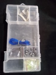 Fishing tackle snap case with bullet weights, hooks, lures, more