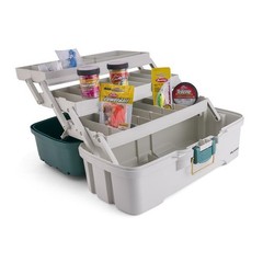 3-Tray Tackle Box W/ Adjustable Compartments Bait Hooks & Quick Access Storage