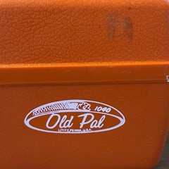 Vintage Old Pal Fishing Tackle Box Model 1040 White & Orange *STAINED*