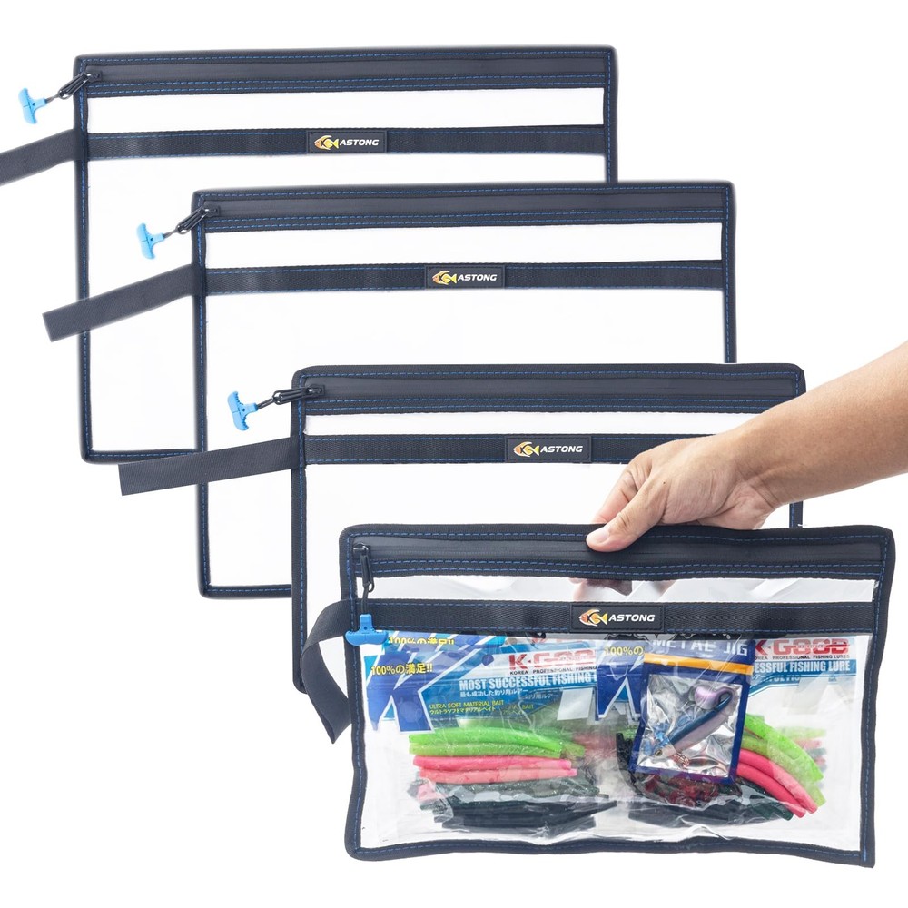 2 Layer Water-resistant Fishing PVC Clear Storage Bag BaitShield Tackle Bag S…