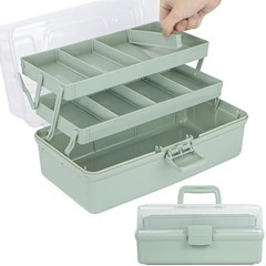 12.5in 3-Layer Multipurpose Craft Organizers and Storage with Large Haze Green