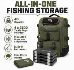 Baitium Fishing Backpack 40L Tackle Bag w/ Rod Holders Cooler