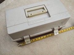 Vtg Plano 1530 Fishing Tackle Box 3 Tier Brown Beige USA Made 16in