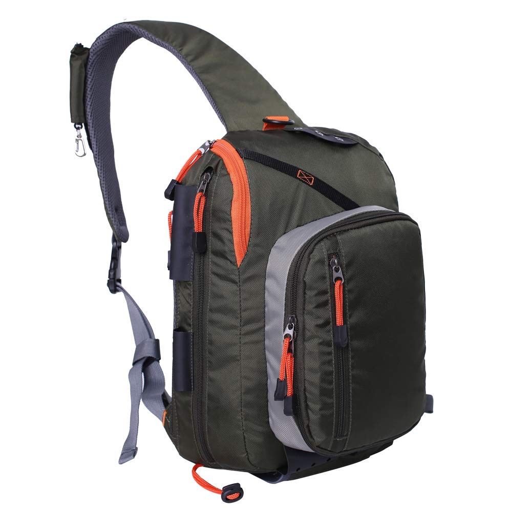 Fly Fishing Sling Pack Lightweight Tackle Storage Shoulder Bag Multiple Pocket