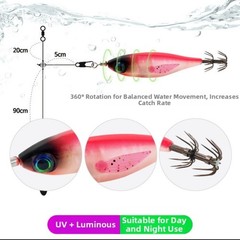 Wood Shrimp Lure 5g UV Glow Round Belly 5pcs Squid Bait for Saltwater Fishing