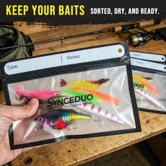 50pcs Soft Plastic Bait Bags 7″x5″ Reusable Storage with Label Strips for Fishin