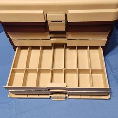 Vintage Plano 758 Large 4 Drawer Tackle Box Tan & Brown Made in USA – NOS