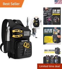 Durable Voyager Tactical Fishing Backpack – 7-Pocket All-Black Storage Solution