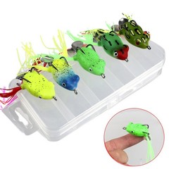 Double Hook Silicone Frog Lures 5 Pieces 3cm4g Soft Bait for Freshwater Fish