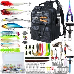 Fishing Backpack with Tackle Boxes and Lures Kit 25L Camouflage Waterproof Gear