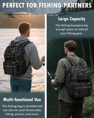 Fishing Backpack with Tackle Boxes, 50L Fishing Tackle Bag with Cooler Rod H…