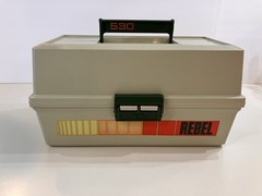 Vintage Tackle Box REBEL 530 Retro Orange Almond Fishing Organizer Green CLEAN!