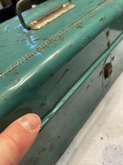 Vintage Liberty Steel Chest Corp. Metal Tackle Box Rochester NY USA Green/Teal