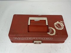 Vintage (VTG)Sears Gamefisher Red Plastic Tackle Box 11″ Compartments Fishing