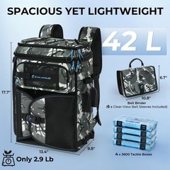 Calamus 13.4″ x 17.7″ x 9.8″, Black Camo With (4) 3600 Tackle Boxes