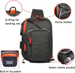 Fly Fishing Sling Pack Lightweight Fishing Tackle Storage Shoulder Bag Multiple
